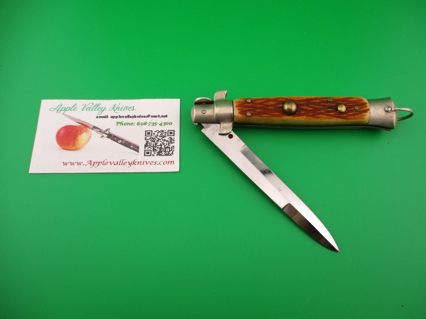 STAINLESS STEEL 23cm Japanese picklock 1960s Vintage bone automatic knife