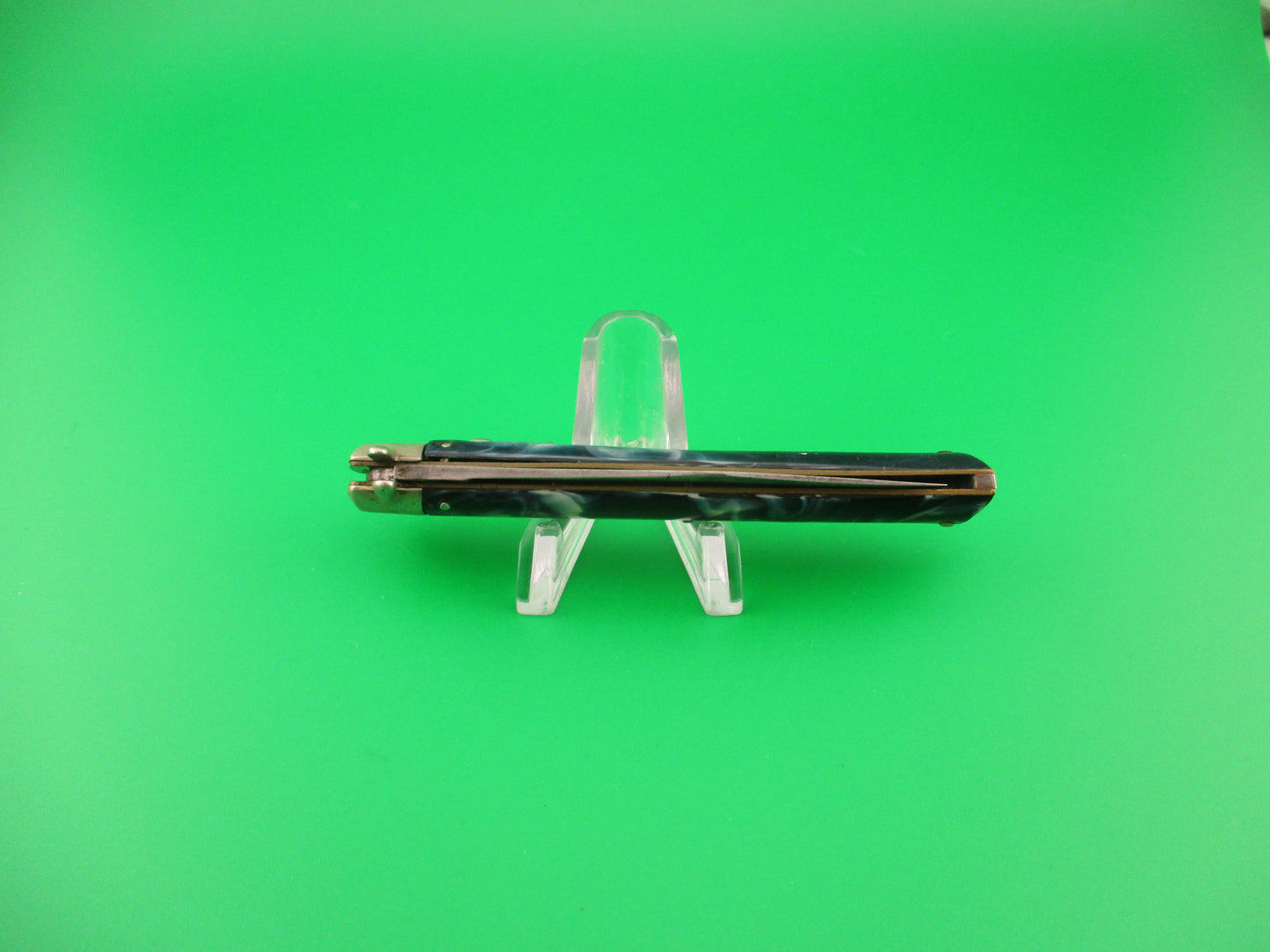 PRESTO PAT JAN 30, 40 Bowtie #5500 Blue & white Swirl vintage automatic knife