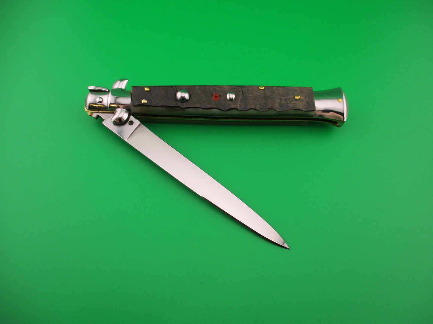 STILETTO ITALY 27cm Italian Swivel Bolster Rams horn automatic knife