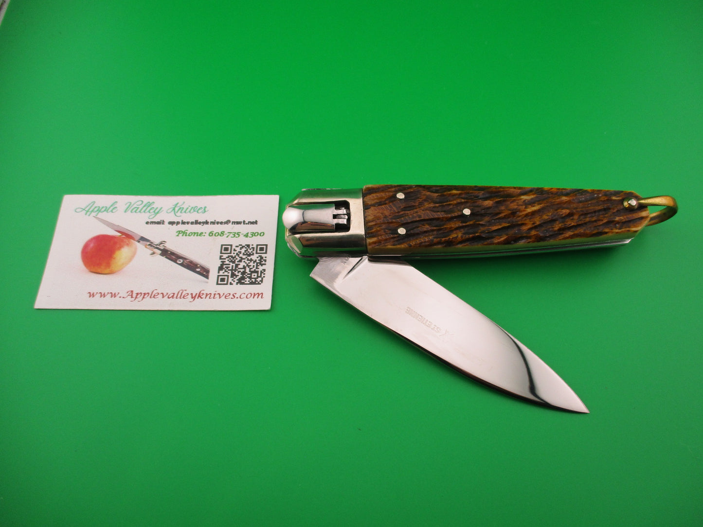 ST ETIENNE INOX 23cm French Coffin Lever Jigged bone vintage automatic knife