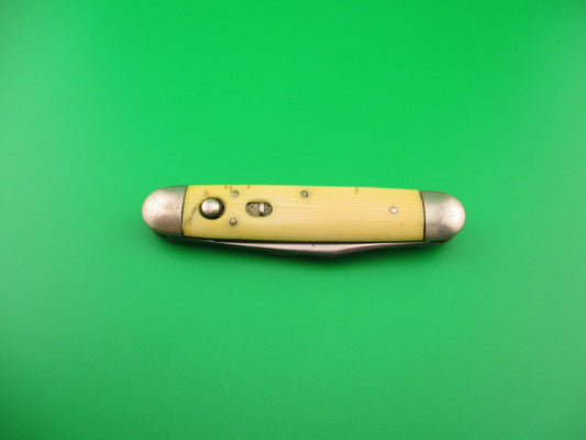 SHAPLEIGH H.D.W. CO D.E. 3 3/4" Large double Full bolster Ivory Cell automatic knife