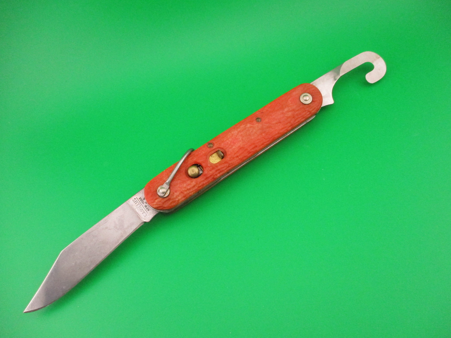 CAMILLUS vintage MC1 Orange paratrooper automatic knife with hook blade