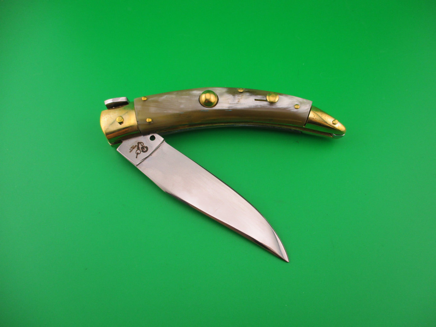 RENZO PASCOTTO 27cm Italian Catalana Picklock Brass & Horn automatic knife