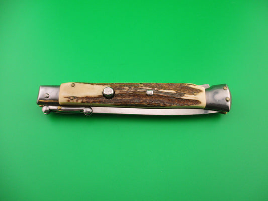 FRANK B ITALY 28cm Italian Swing guard Stag Dagger flat button automatic knife