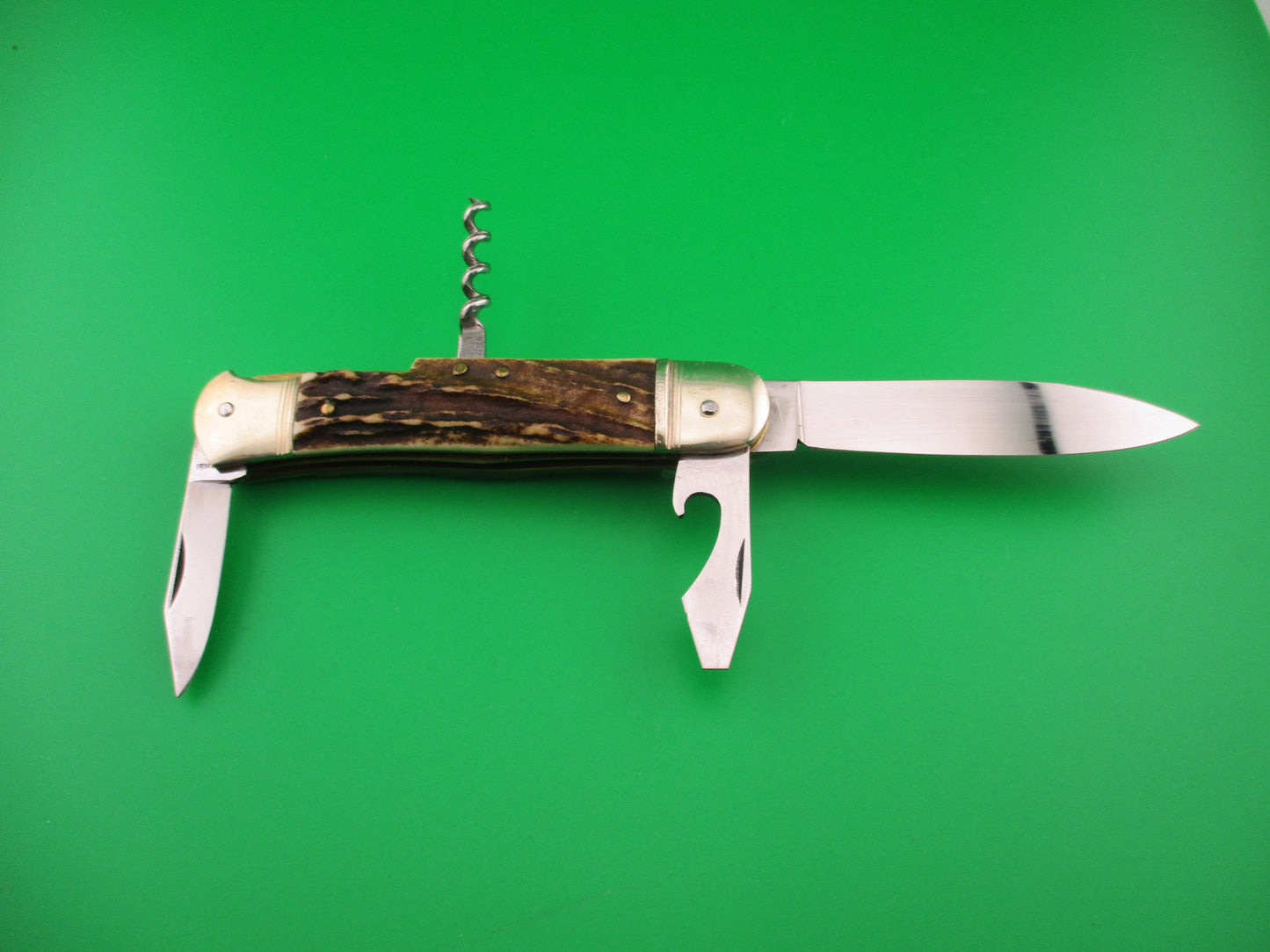 Hubertus 4 Blade Camper 11cm West German Lever Stag automatic knife