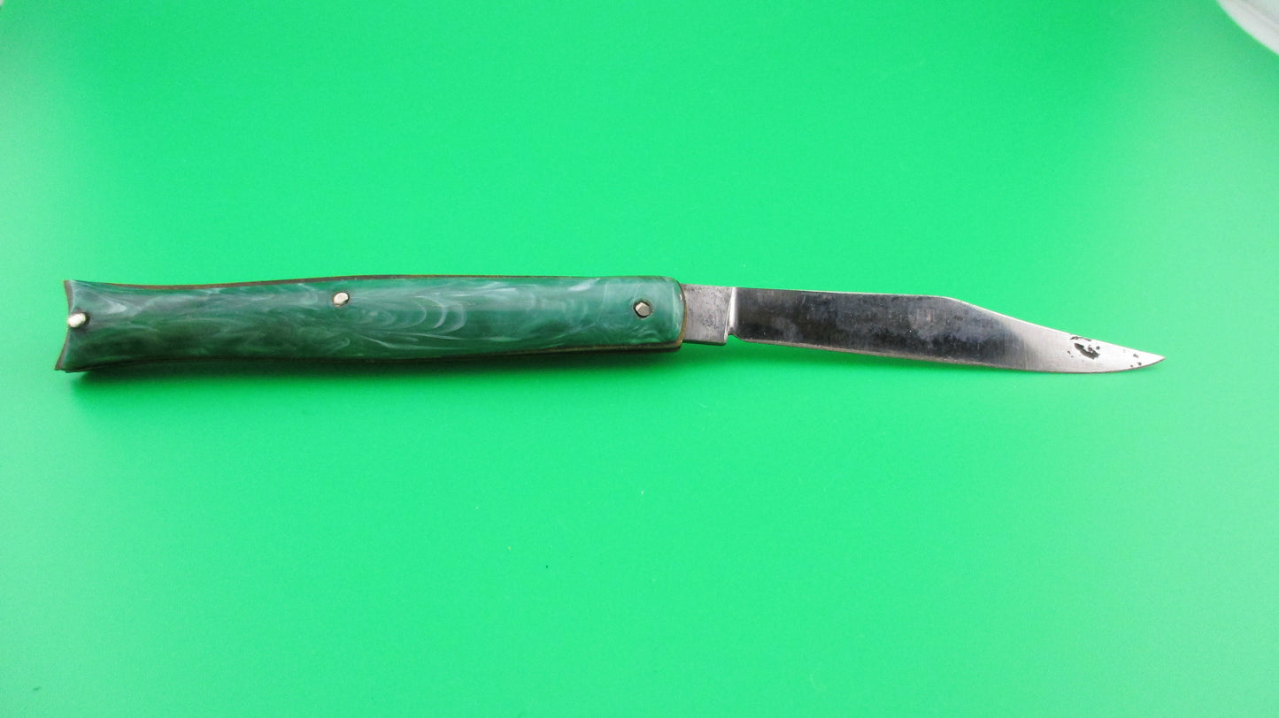 Edgemaster Fishtail Green Swirl 1950s American switchblade knife