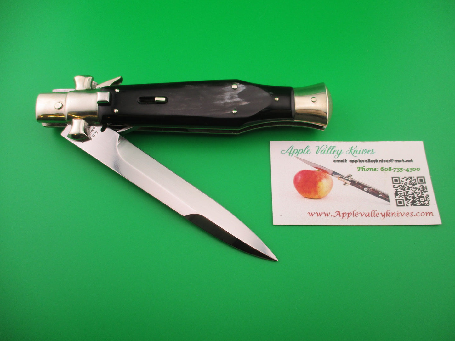 AGA CAMPOLIN 29cm Italian BLACK WIDOW Fulcrum Wasp Square button Dark horn automatic knife