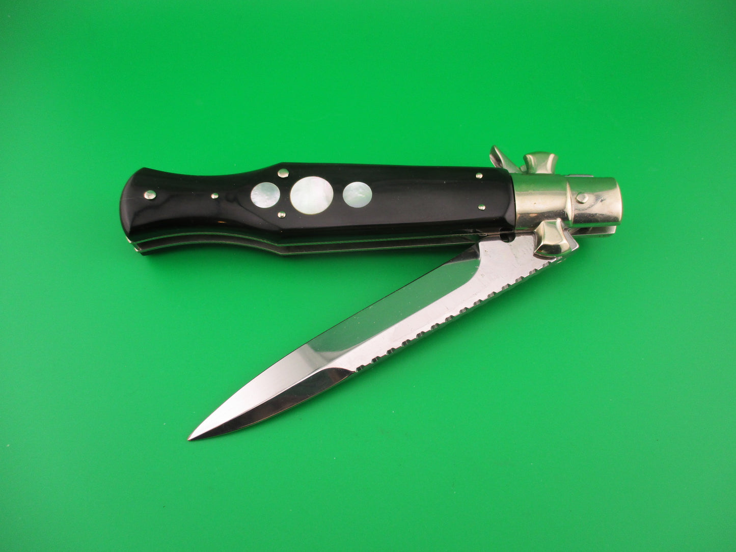 AGA CAMPOLIN 29cm Italian BLACK WIDOW Fulcrum Wasp Square button MOP automatic knife