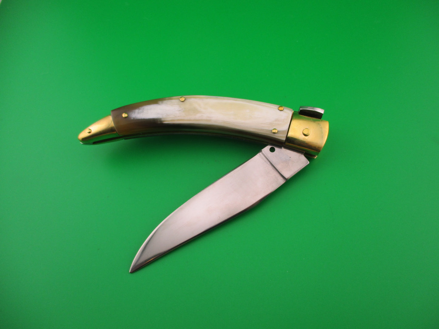 RENZO PASCOTTO 27cm Italian Catalana Picklock Brass & Horn automatic knife