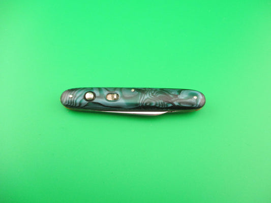 Schrade Cut Co Medium double Green Pearl Waterfall celluloid switchblade knife