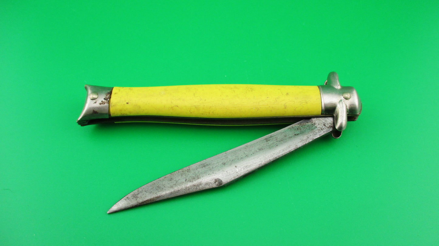 Colonial SHUR SNAP 4th Gen Bowtie Yellow Vintage switchblade knife