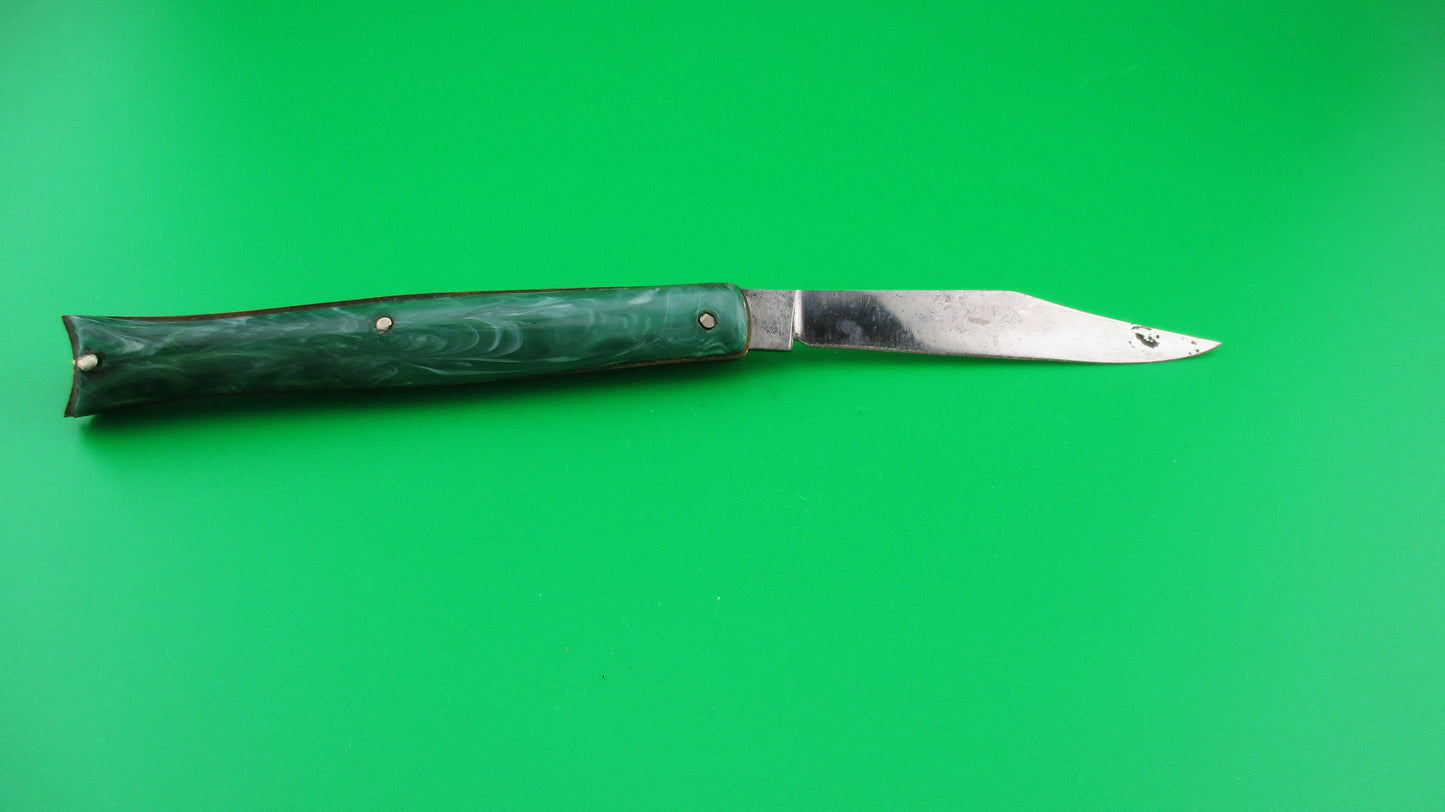 Edgemaster Fishtail Green Swirl 1950s American switchblade knife