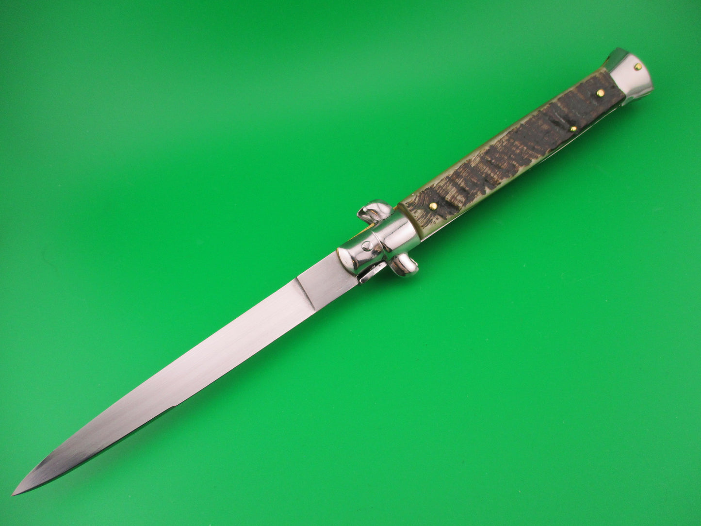 STILETTO ITALY 27cm Italian Swivel Bolster Rams horn automatic knife