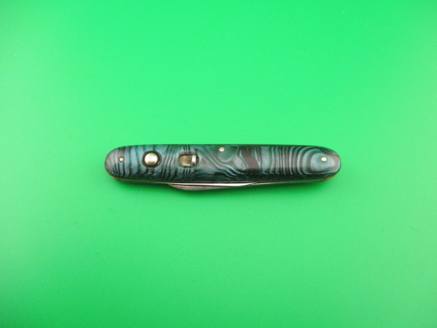 Schrade Cut Co Medium double Green Pearl Waterfall celluloid switchblade knife