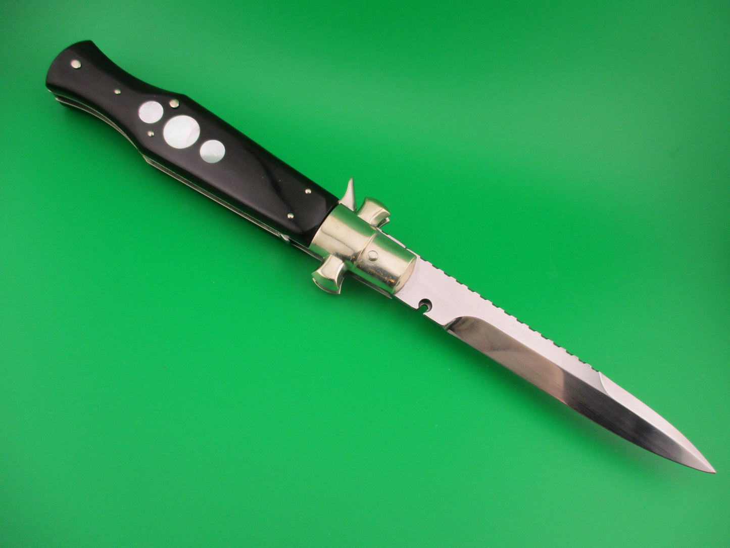 AGA CAMPOLIN 29cm Italian BLACK WIDOW Fulcrum Wasp Square button MOP automatic knife