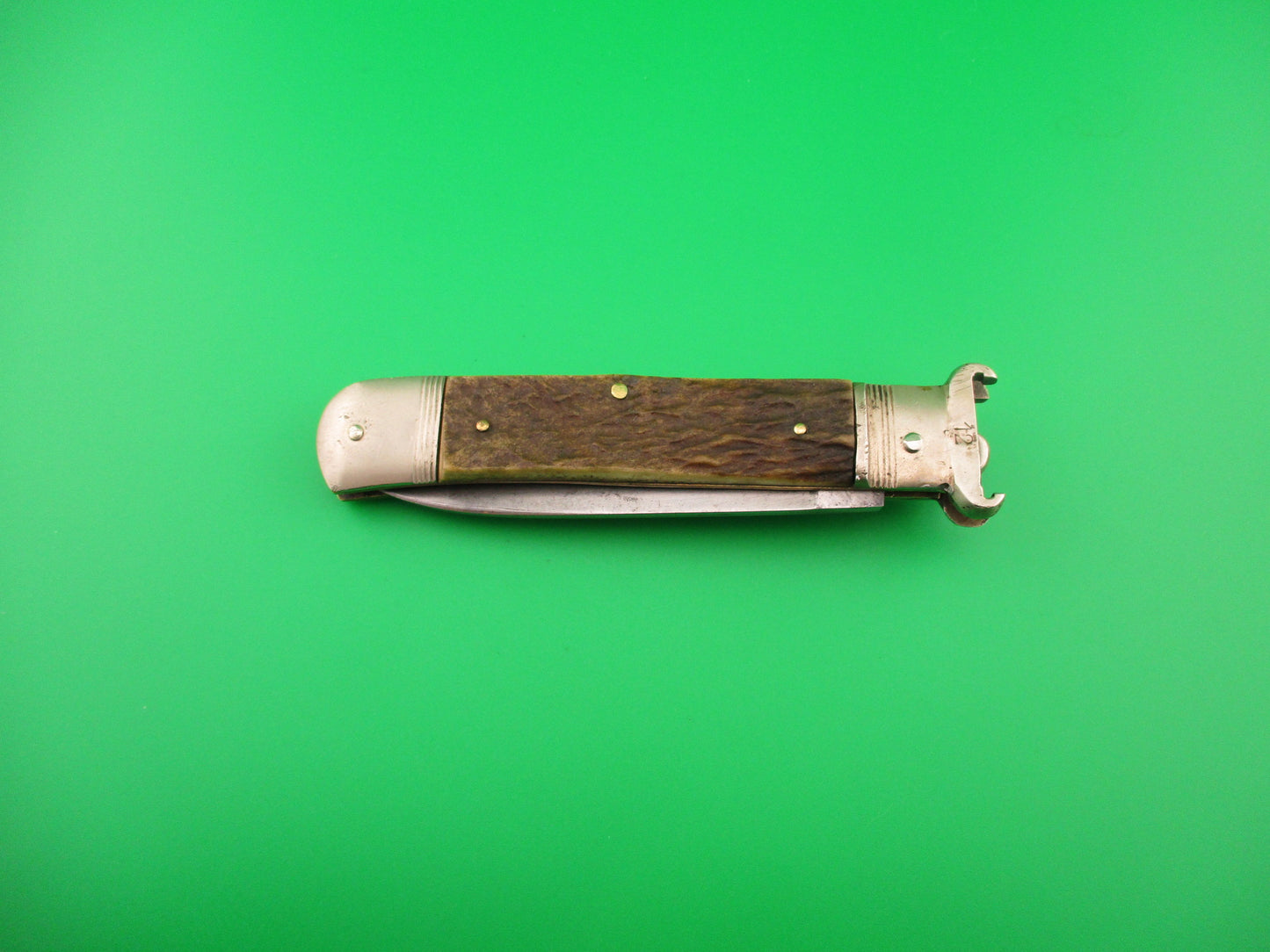 OTHELLO ANTON WINGEN JR SOLINGEN GERMANY 11cm Stag lever Shell puller switchblade