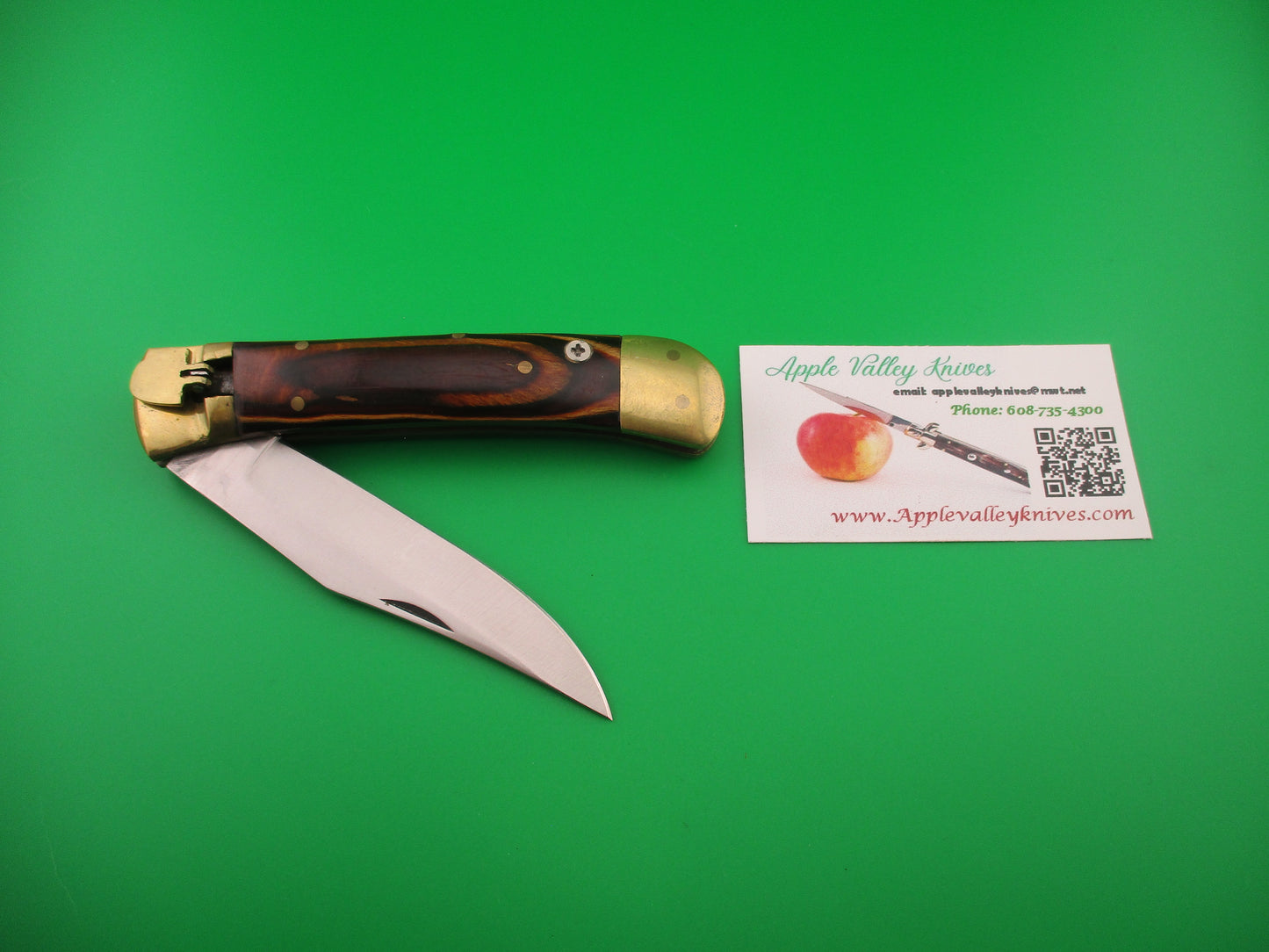 Frostwood & Brass 23cm New Lever automatic knife 9 inch w sheath