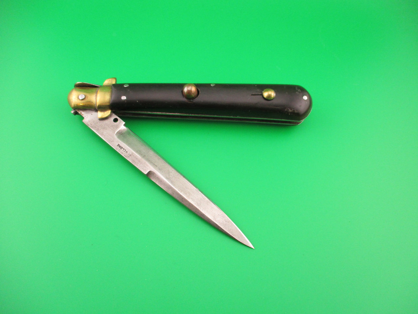 FROSOLONE 27cm Italian 1940s Picklock Wood Brass Vintage automatic knife