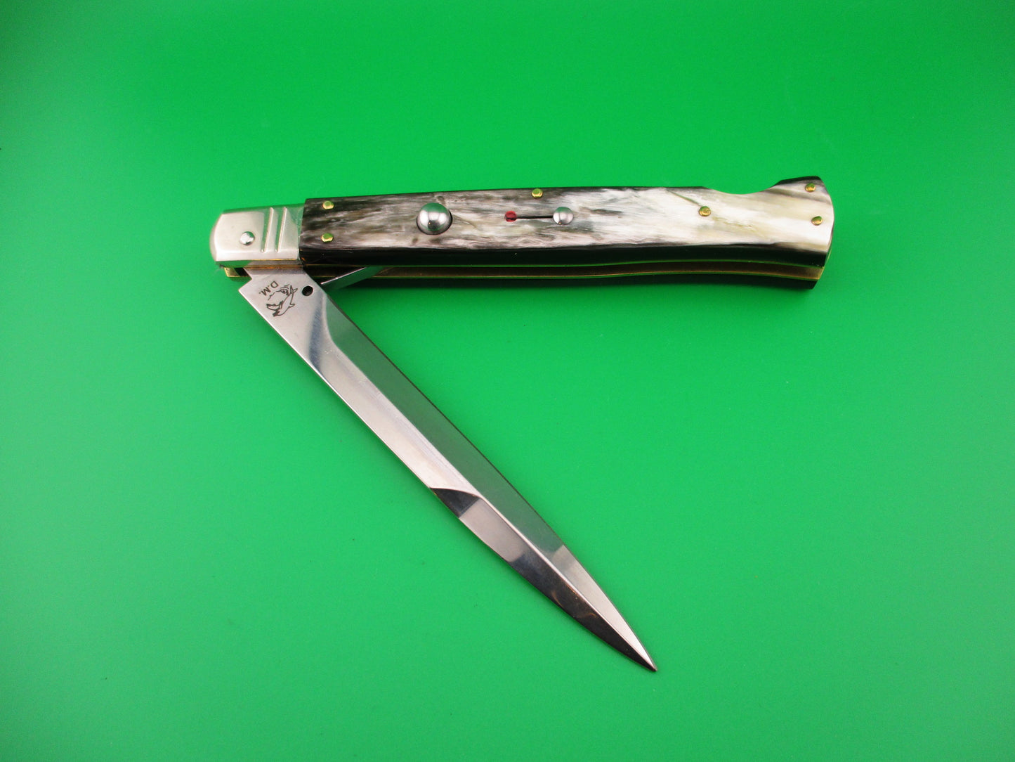 DM Dolphin 28cm Italian SHARK Bayonet lockback Horn handled automatic knife