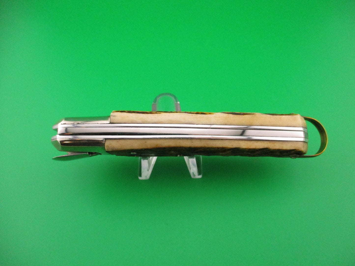 ST ETIENNE INOX 23cm French Coffin Lever Jigged bone vintage automatic knife