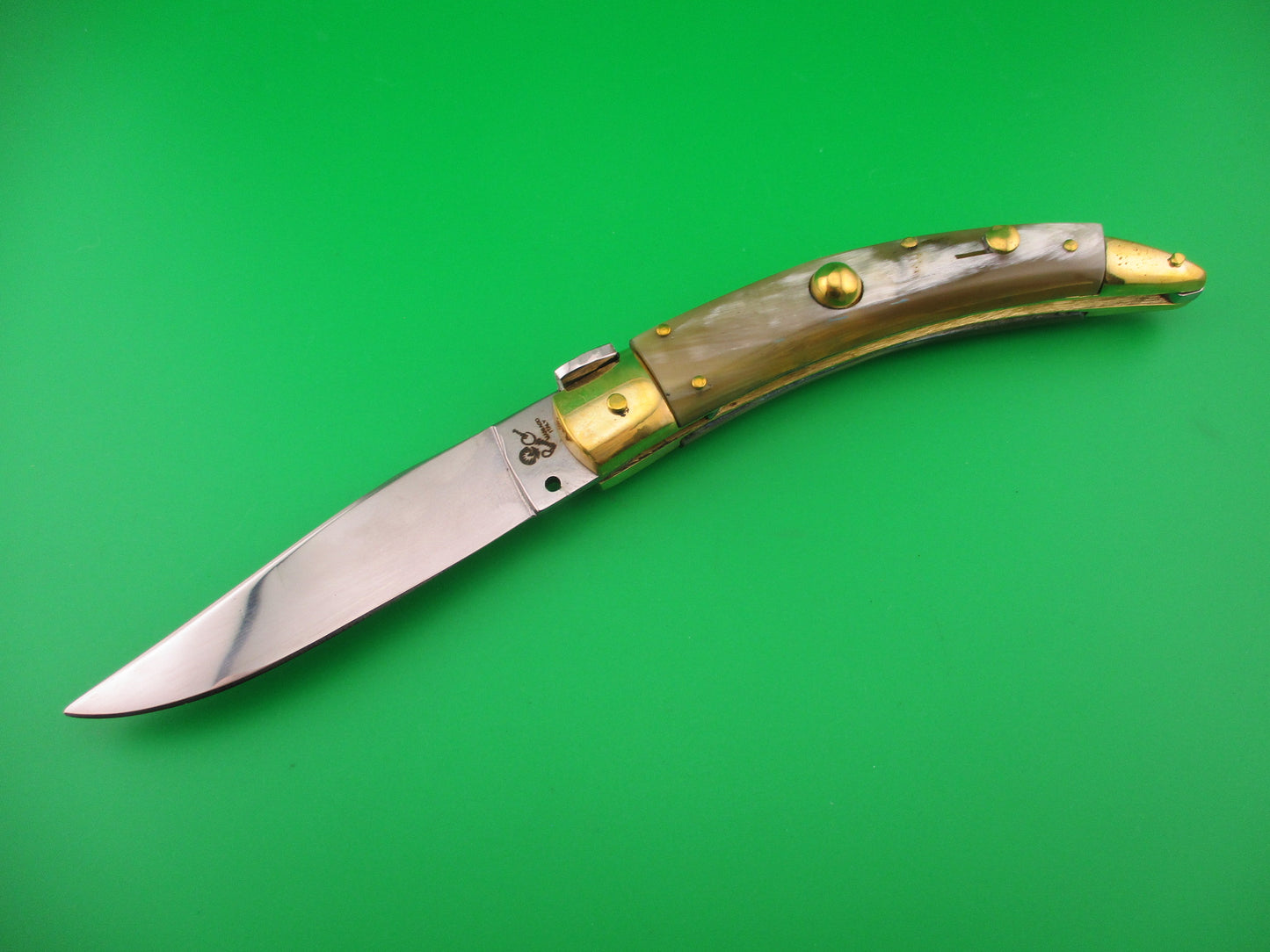 RENZO PASCOTTO 27cm Italian Catalana Picklock Brass & Horn automatic knife