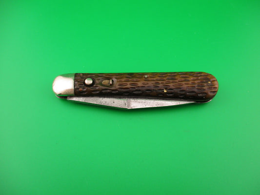 SCHRADE CUT CO 1613 3/4 Hunting Knife Saber Grind bone vintage switchblade