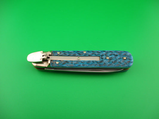 z BOKER TREE BRAND CLASSIC 712 11cm German Lever automatic knife Blue jigged bone