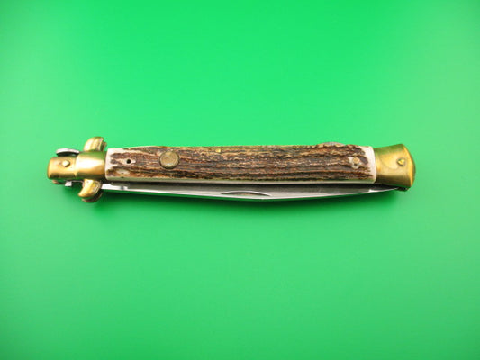 KISSING CRANE STILETTO Germany 33cm Stag Lockback Converted to Automatic OJ knife