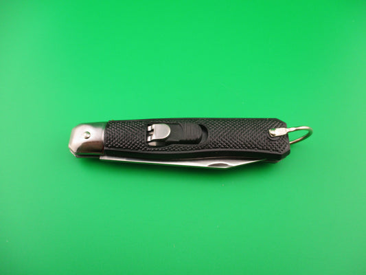 STAINLESS TAIWAN 18cm Black automatic knife w lanyard ring NIB