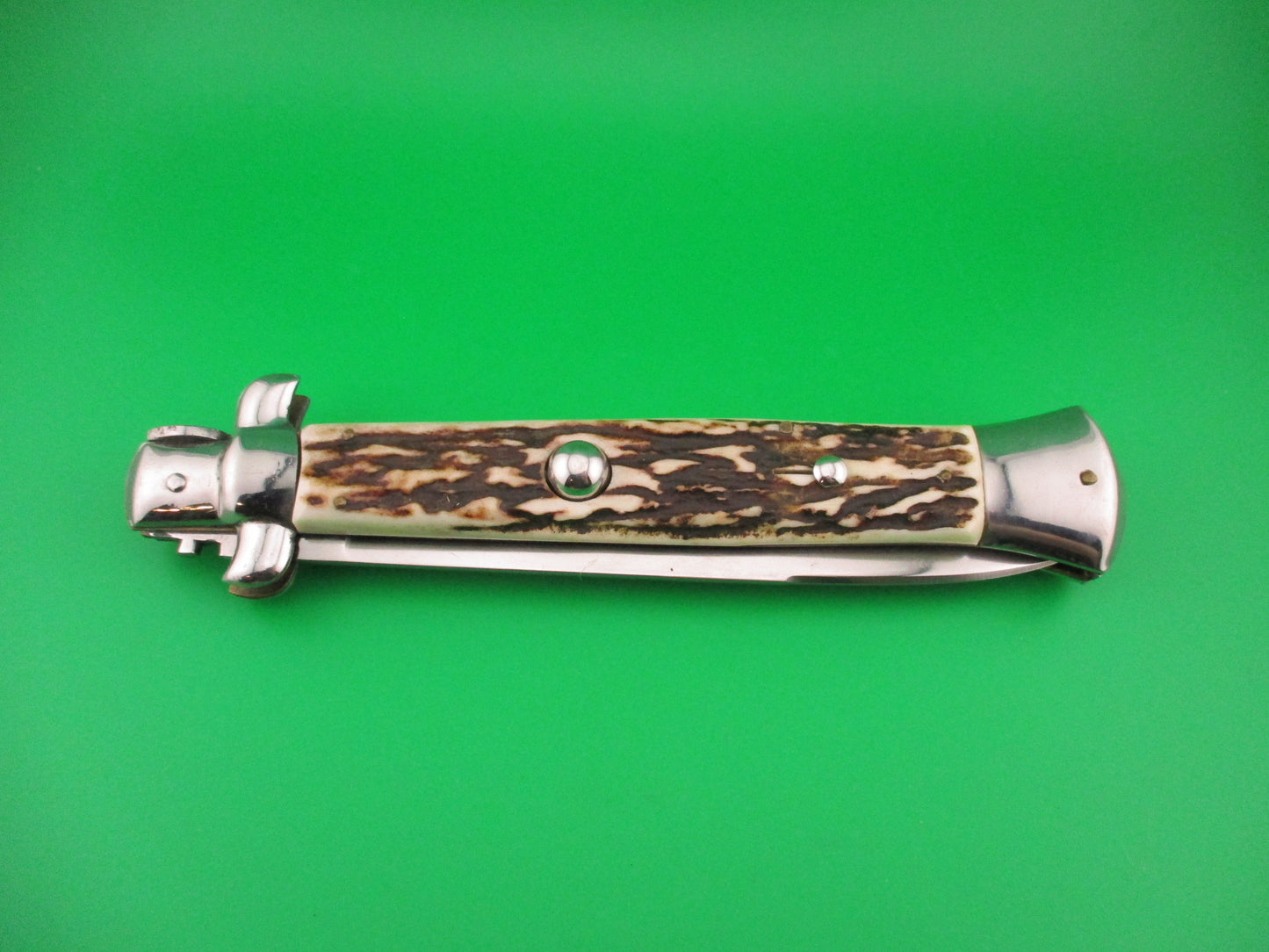 ROSTFREI ITALY 38cm Italian Transitional Stag swivel bolster vintage automatic knife
