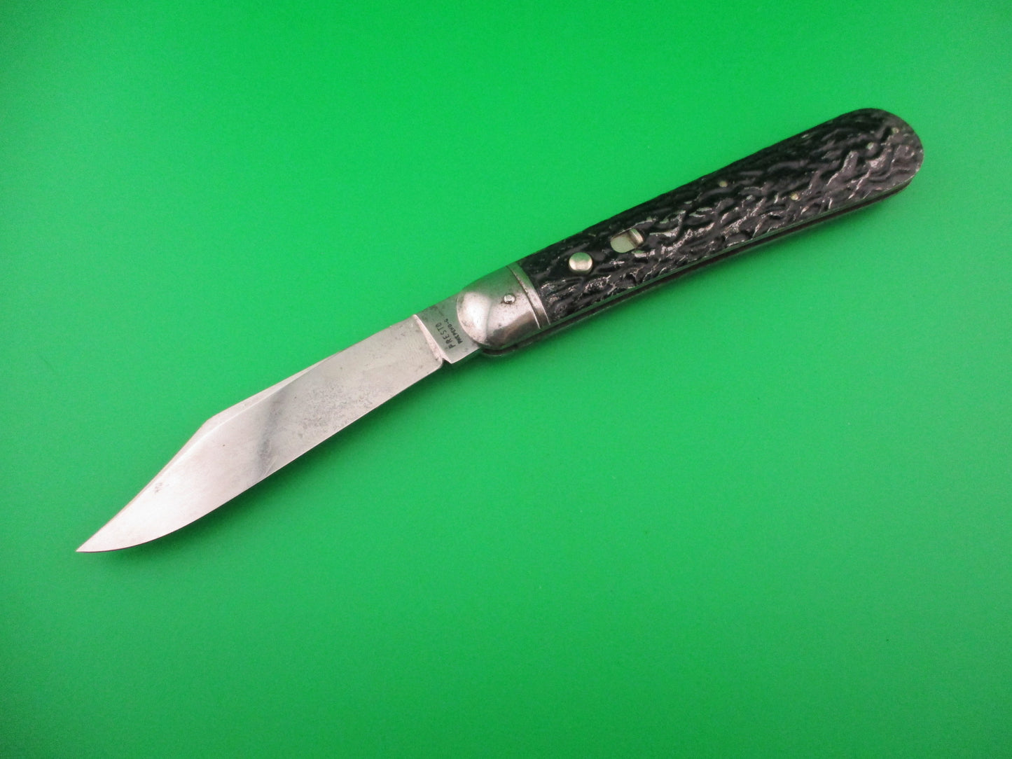 PRESTO SMALL STAMP Rare Early All metal Hunter Vintage switchblade knife