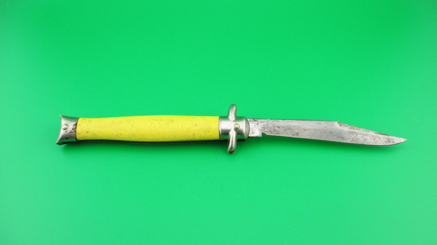 Colonial SHUR SNAP 4th Gen Bowtie Yellow Vintage switchblade knife