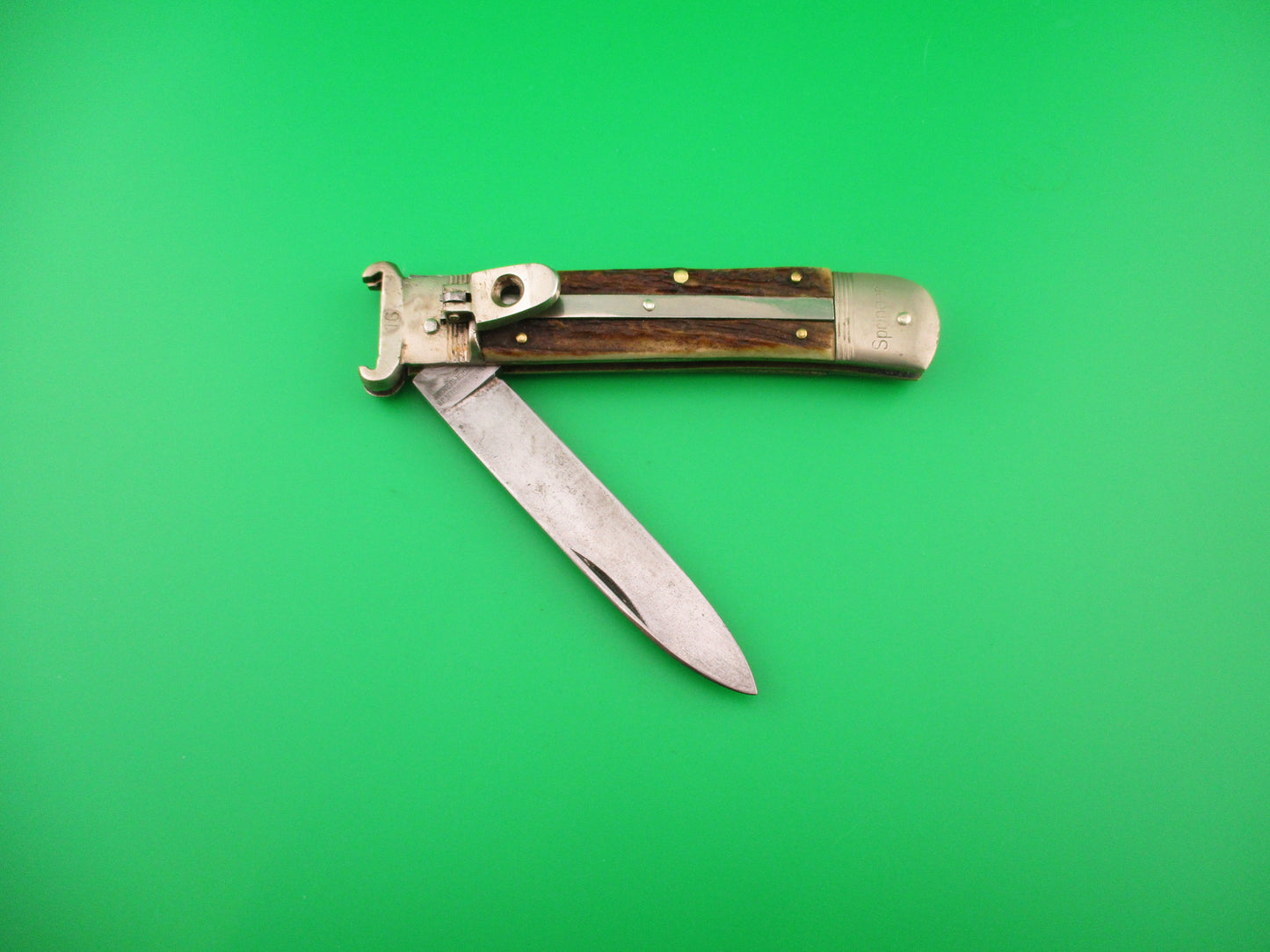 OTHELLO ANTON WINGEN JR SOLINGEN GERMANY 11cm Stag lever Shell puller switchblade