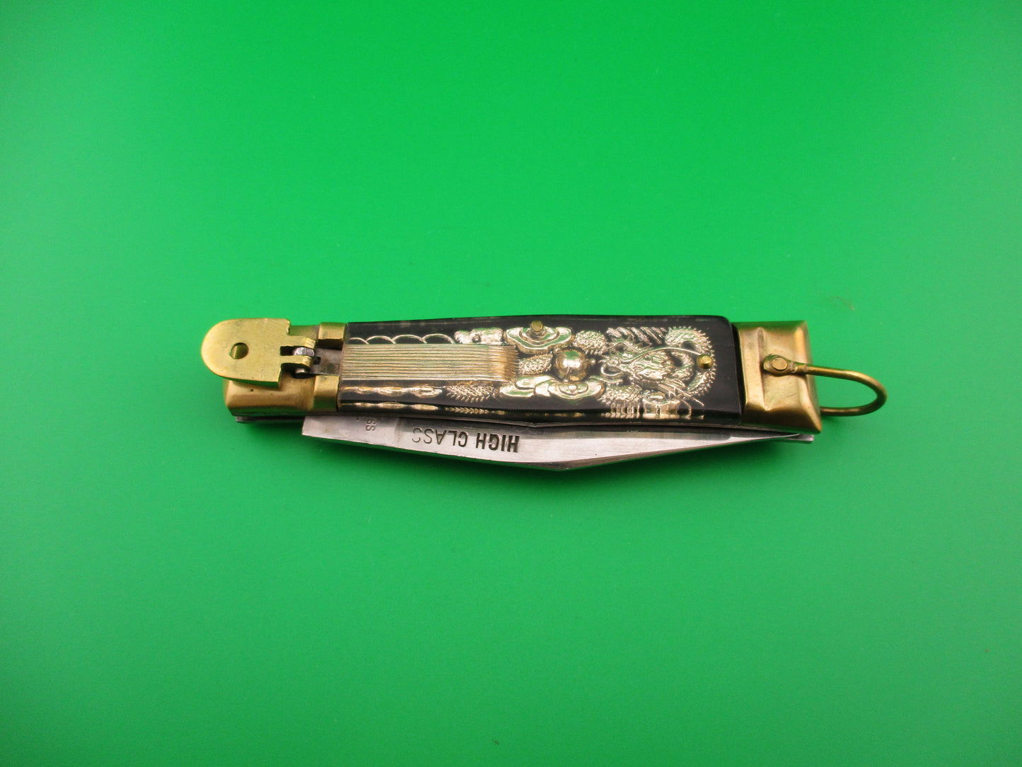 HIGH CLASS Bullfighter Dragon 19cm Mexican Black Souvenir lever switchblade knife