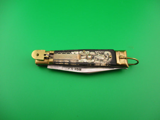 HIGH CLASS Bullfighter Dragon 19cm Mexican Black Souvenir lever switchblade knife