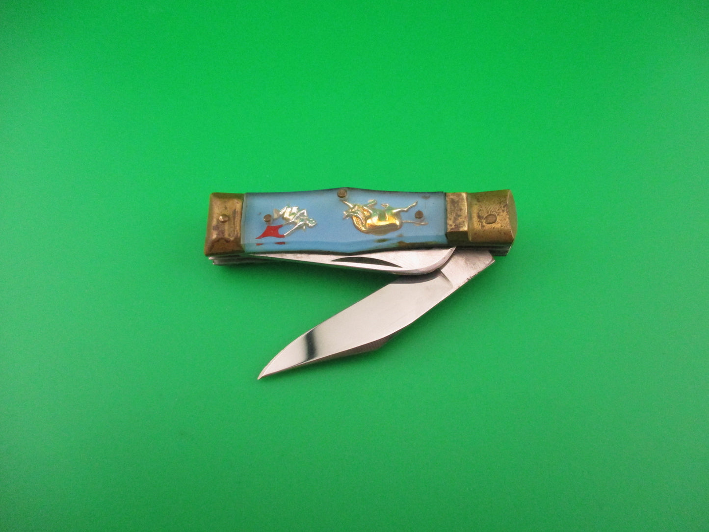 OMOR JAPAN 14cm Japanese Lever Bullfighter RARE 2 blade vintage automatic knife NIB