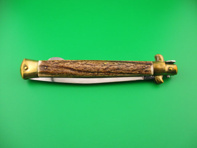 KISSING CRANE STILETTO Germany 33cm Stag Lockback Converted to Automatic OJ knife