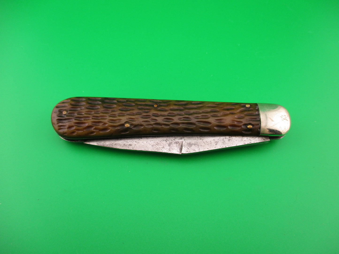 SCHRADE CUT CO 1613 3/4 Hunting Knife Saber Grind bone vintage switchblade