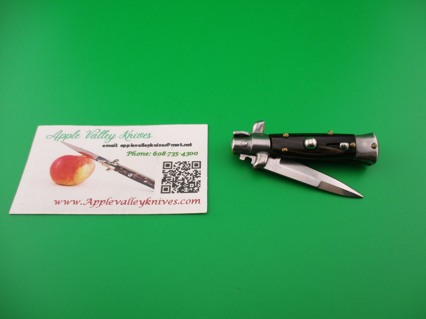 MANIAGO ITALY 12cm Italian Swivel bolster Bayonet streaked horn automatic knife