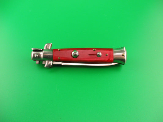 B Rostfrei 18cm Italian Swivel bolster Red Acrylic Pearlex vintage automatic knife