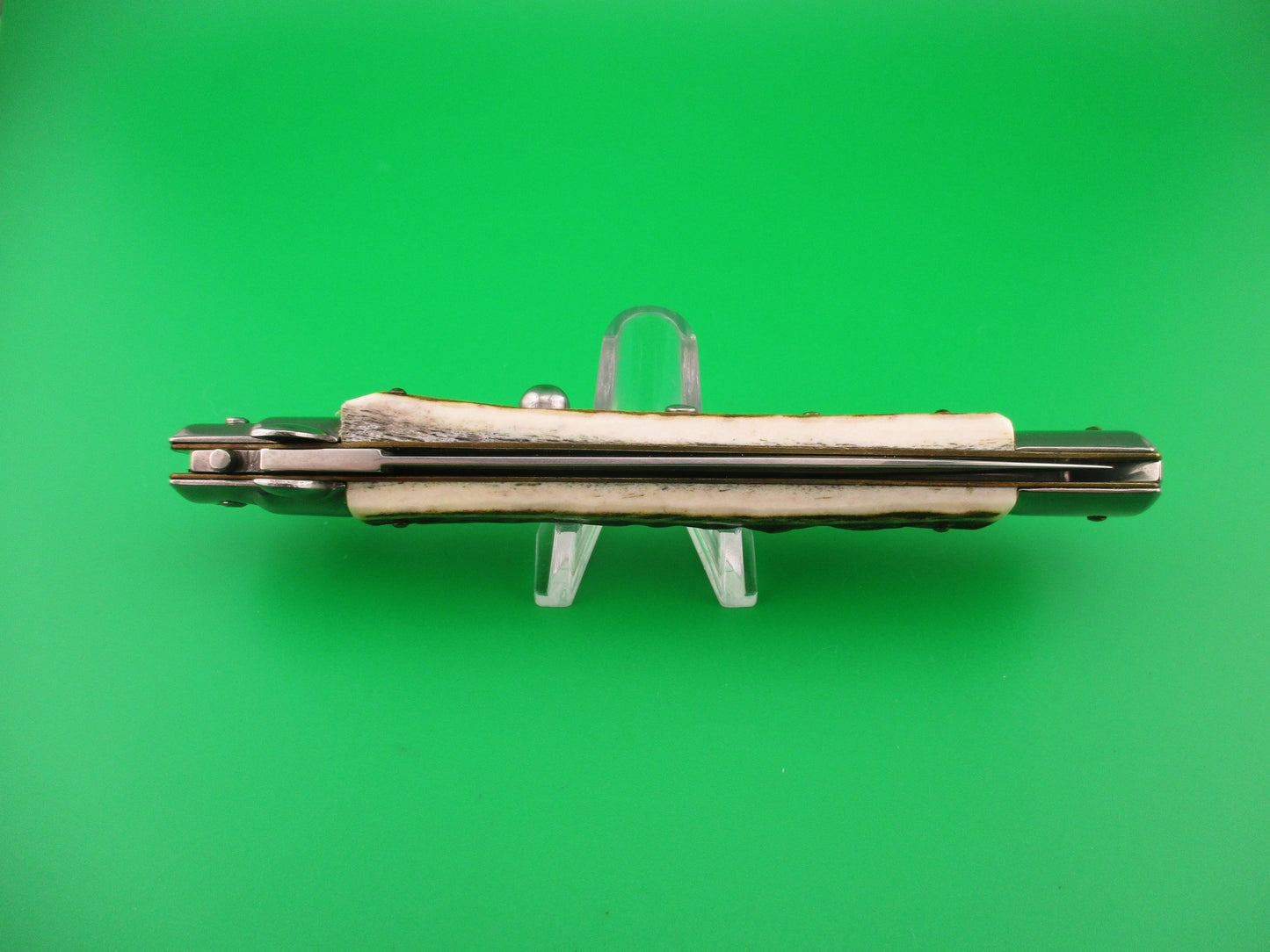 FRANK B ITALY 28cm Italian Stiletto Stag Swivel bolster Dagger blade automatic knife