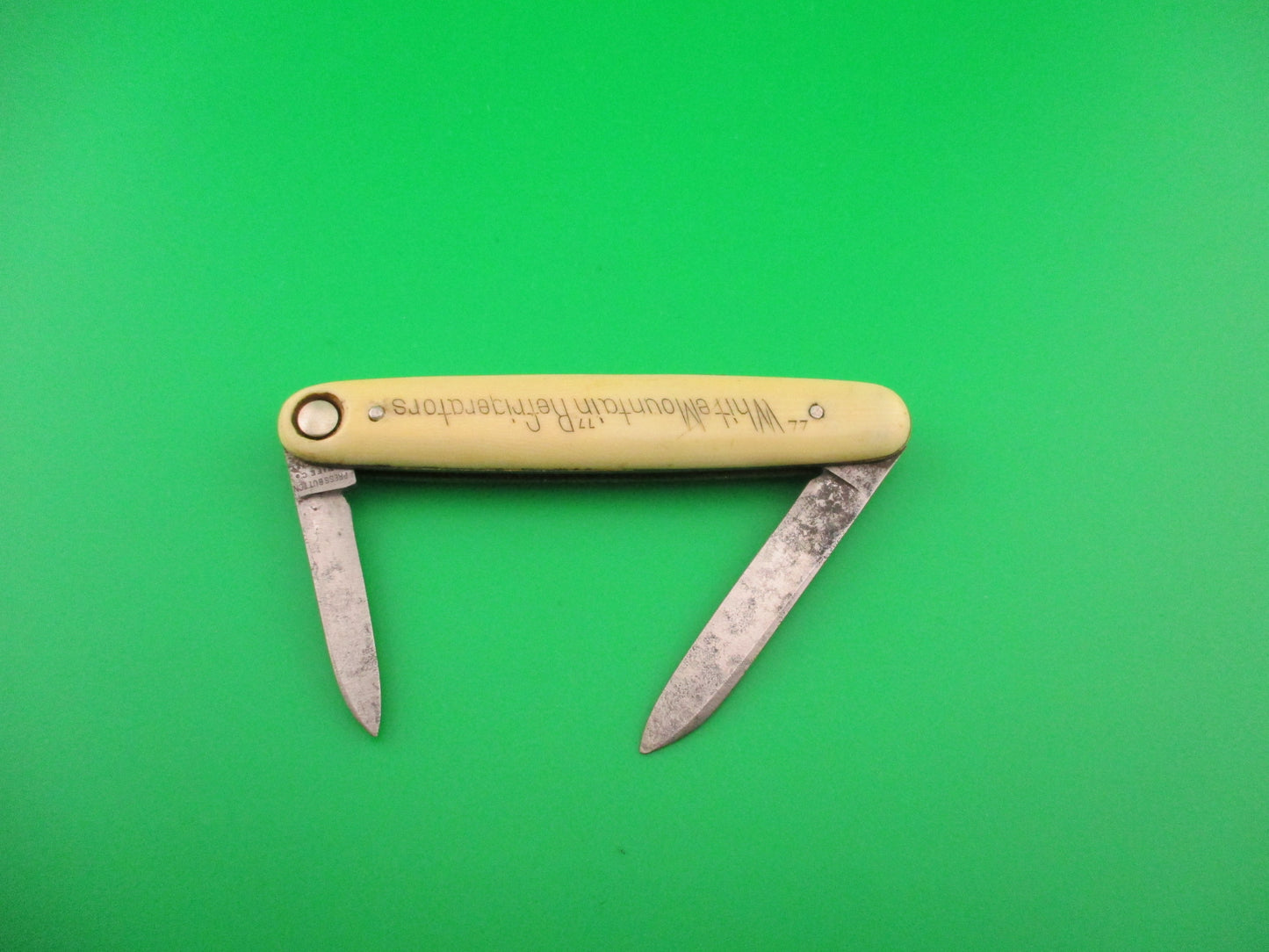 Press Button Knife Co White Mountain Ivory Celluloid Antique automatic knife