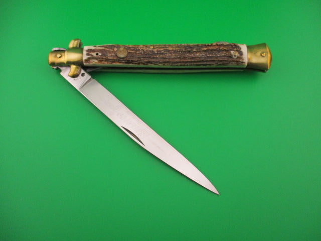 KISSING CRANE STILETTO Germany 33cm Stag Lockback Converted to Automatic OJ knife