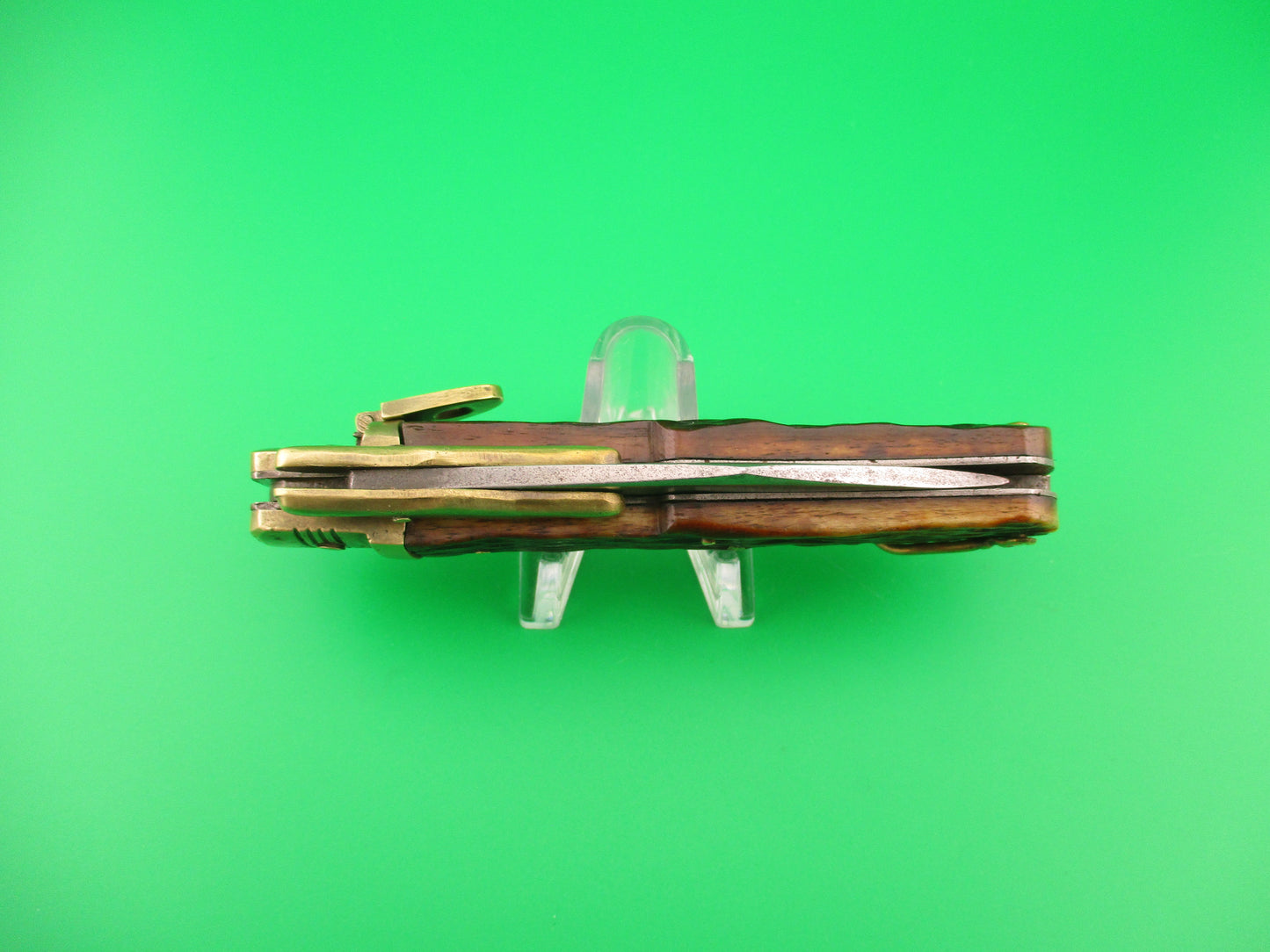 ELEX 20cm Japanese vintage Lever swing guard jigged bone & brass automatic knife