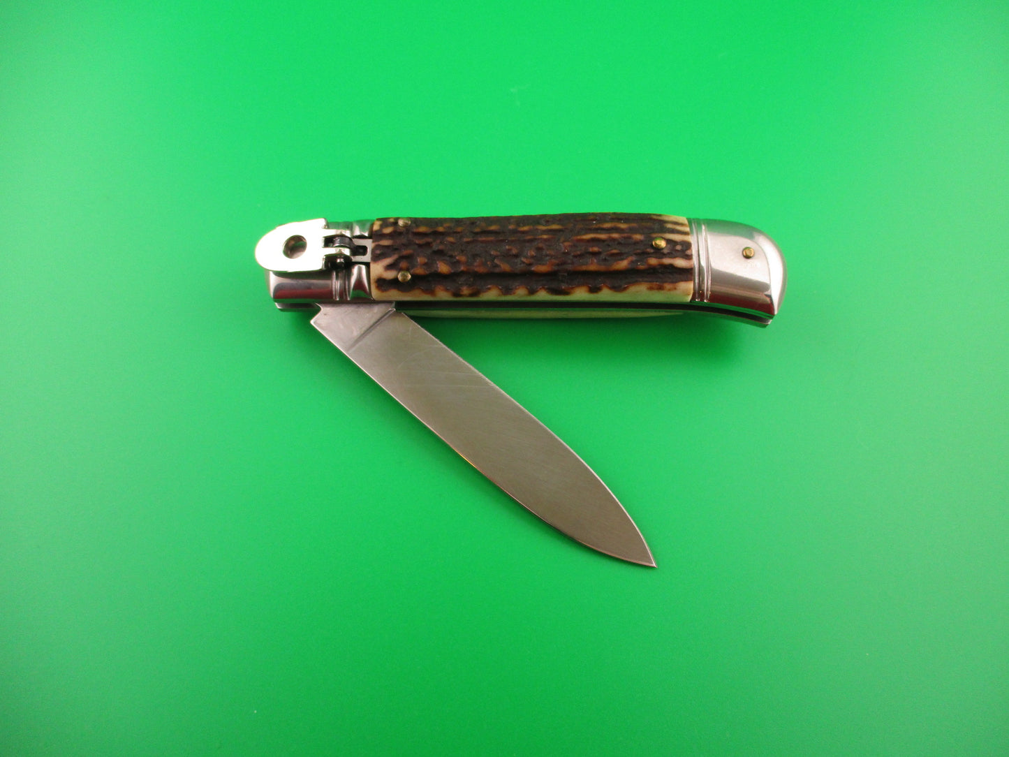 Sterile 20cm Italian Lever GOM Stag NOS automatic knife vintage 1980s