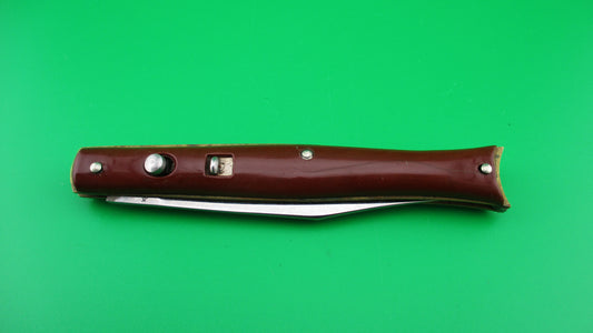 Edgemaster Fishtail Red brown swirl 1950s vintage switchblade knife