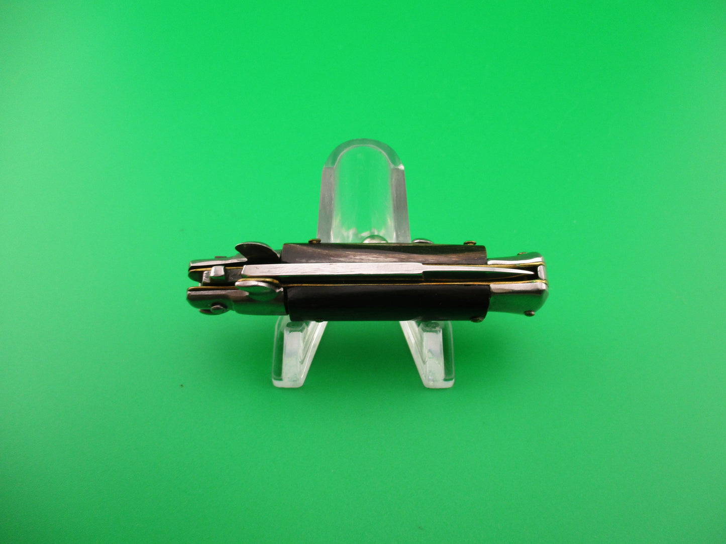 MANIAGO ITALY 12cm Italian Swivel bolster Bayonet streaked horn automatic knife