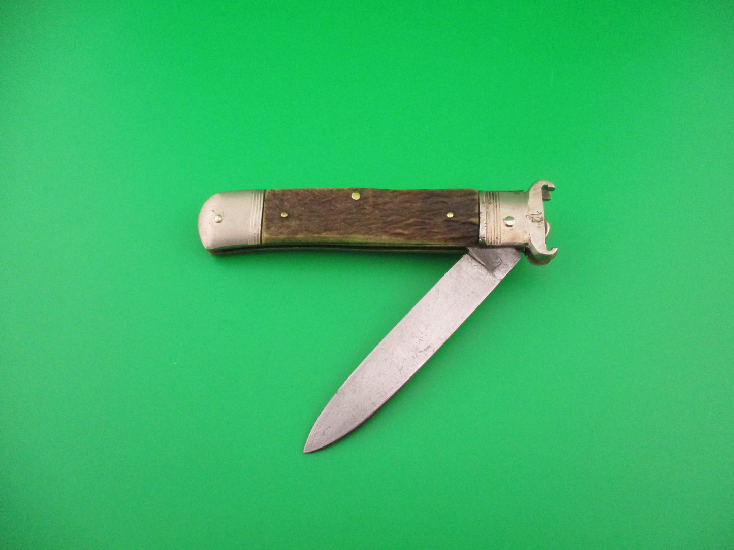 OTHELLO ANTON WINGEN JR SOLINGEN GERMANY 11cm Stag lever Shell puller switchblade