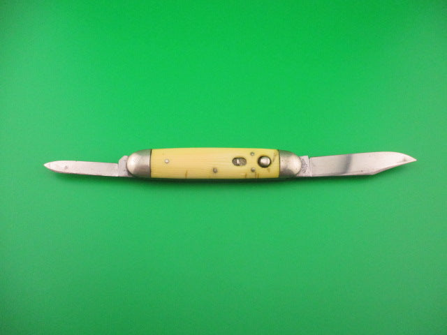 SHAPLEIGH H.D.W. CO D.E. 3 3/4" Large double Full bolster Ivory Cell automatic knife