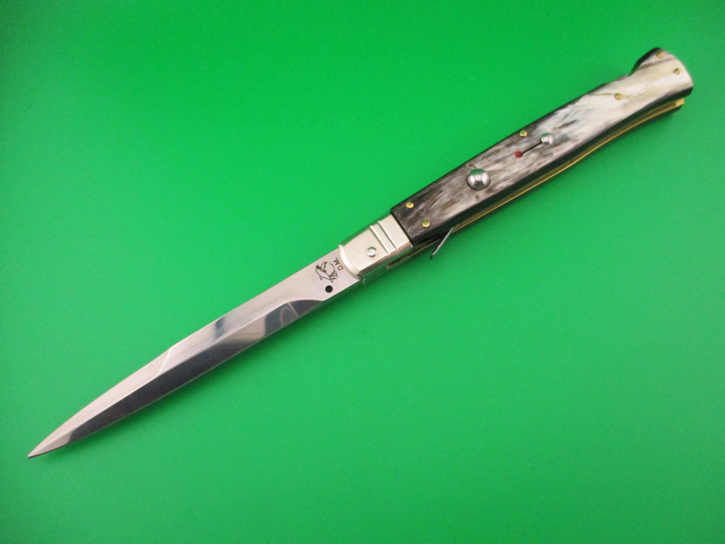 DM Dolphin 28cm Italian SHARK Bayonet lockback Horn handled automatic knife